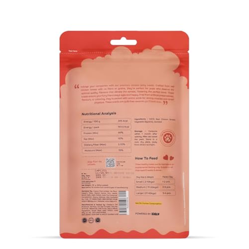 Image of Tender Chicken Jerky Bites Dog Treats for Puppies & Adult Dogs | Made with Real Chicken Breast | High-Protein Low-Fat Grain-Free Reward Snacks | Pack of 5 | 50g x 5
