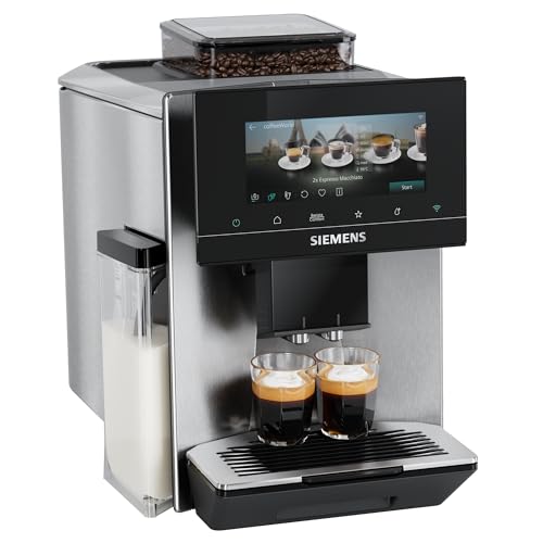 Siemens Kaffeevollautomat EQ900 iAroma, personalisierbare Einstellungen, präzises Mahlwerk, großes, intuitives Full-Touch-Display, Silber, TQ923E03