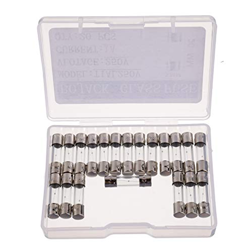BOJACK T1AL250V 5x20mm 1A 250V Slow Blow Fuses 1 amp 250 Volt 0.2 x 0.78 Inch Glass Tube Time-delay Fuses (Pack of 20)