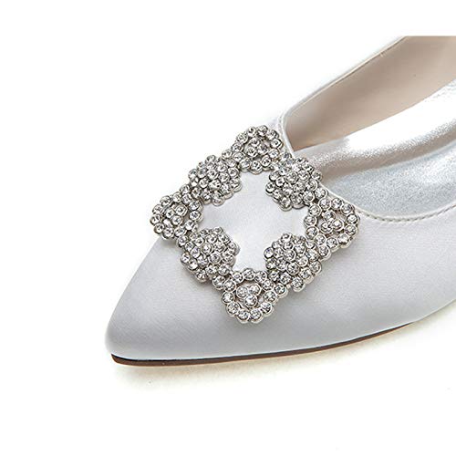 TNXZ Wedding Flats Shoes Women Wedding Shoes for Bride Flats Bridal Shoes Flats Satin Closed Toe Rhinestone Ballet Flats2