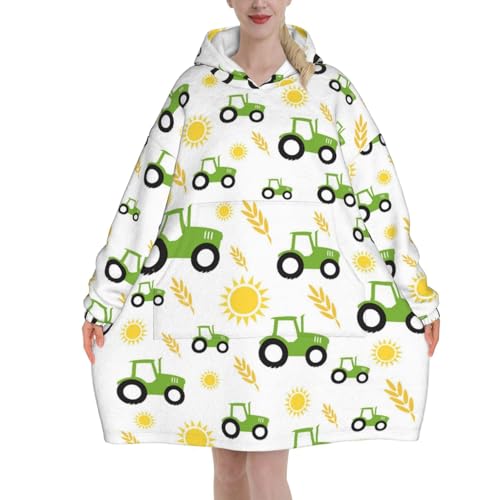 Sweat à capuche couverture tracteur agricole unisexe en flanelle avec poches