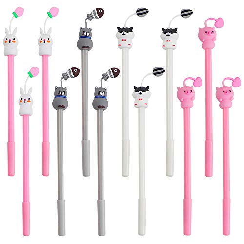 SITAKE 12 Pcs Cute Pens Kawaii Pens Fun Pens, 0.5mm Black Ink Writing Gel Ballpoint Pens, Korean Japanese Stationery School Supplies for Teen Girls Women Giftsï¼ˆAnimal tentaclesï¼‰
