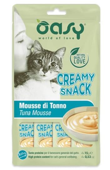 Oasy creamy snack mousse di tonno per gatto gatti cat. 6 BUSTE DA 4X15g CADAUNO
