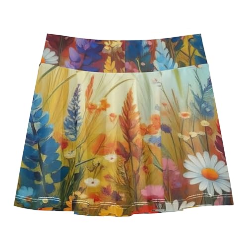Wildflower Meadow Tennis Skirts Toddler Cheer Athletic Shorts for Girls Skorts Pleated 4t2