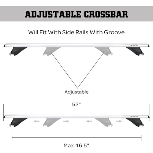 Otherya Aero Aluminum Universal Roof Rack Cross Bars, Existing Raised Side Rail with Gap -200 lbs Load Capacity (New 52 inches)