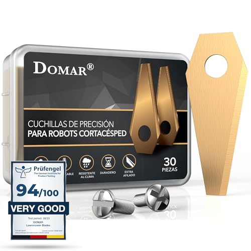 Domar - Cuchillas de cortacesped duraderas con tornillos incluidos - Cuchillas compatibles con los robots cortacésped de Bosch Indego - 30 cuchilla de recambio