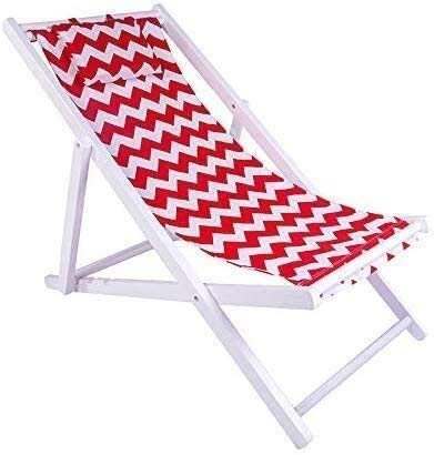 Chaises longues en bois massif et toile extérieure pour terrasse