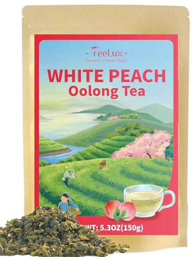 Image of TeeLux White Peach Oolong Loose Leaf Tea, Tie Guan Yin, Peach Aroma, 5.3 oz