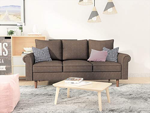 Circular Ultra Modern Fabric Upholstered Living Room Sofa, 64.60", Brown