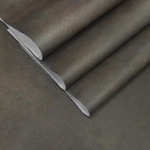 JSEVEM 16×118 Thick Darker Black Brown Tan Grey Rusty Concrete Wallpaper Peel and Stick Waterproof Metallic Tan Charcoal Concrete Contact Paper Vinyl Adhesive Sticker for Bedroom Bathroom Gym Walls