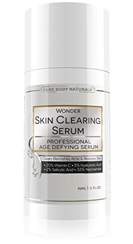 Pure Body Naturals Wonder Skin Clearing Serum for Blemishes and Acne, 0.5 fl. oz