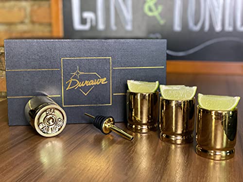 Durawe Company 50 Caliber Shot Glass, Ceramic Gun Shot Glasses Set Of 4 With Pourer thumb #1