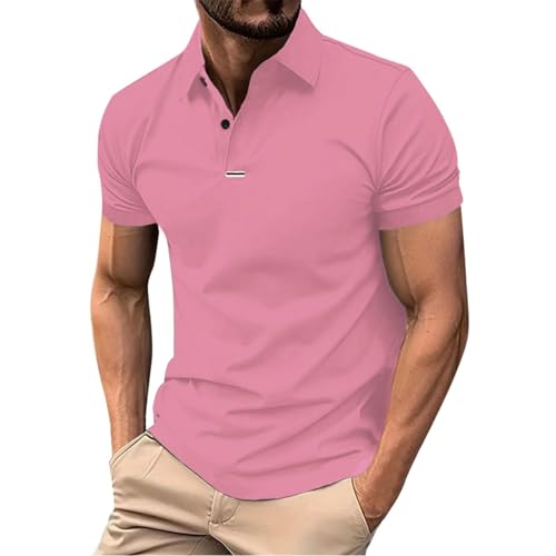 Polo para hombre clásico de negocios, camiseta de golf monocolor, cuello de camisa, informal, camiseta deportiva, manga corta, ajuste informal, camiseta de golf, camiseta de ocio, para exterior y