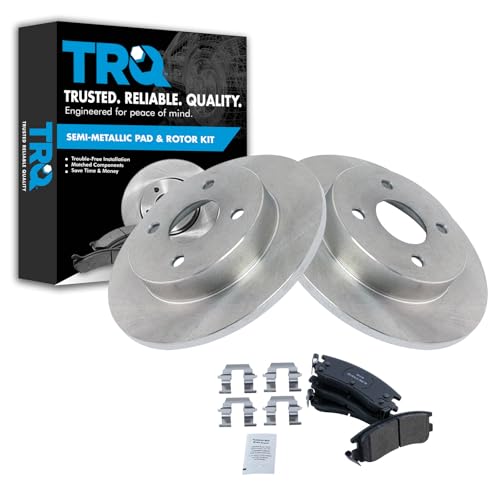 Image of TRQ Rear Brake Pad and Rotor Set Semi Metallic Rotors | For 1991-1992 Saturn SC 1993-1998 SC1 SC2 1991-1998 SL SL1 SL2 SW1 SW2