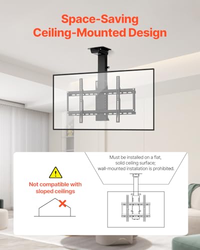 Image of VEVOR Motorized Ceiling TV Mount, TV Wall Mount for 32 to 55 Inch TV, Electric Adjustable Ceiling TV Mount, Motorized Flip Down TV Mount Bracket with Max VESA 24 x 16 in, Fits TVs Up to 120 lbs