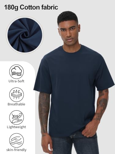 Image of KEEPSHOWING Mens Oversized Short Sleeve T-Shirts Cotton Loose Fit Tees