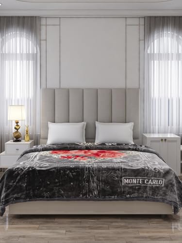 Image of Monte Carlo Double Bed Heavy Winter Blanket (160 X 220) Roman Plus 1 Ply Super Soft 550 GSM | 3 KG, (240x220 CM), Dark Grey