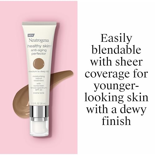 Image of Neutrogena Healthy Skin Anti-Aging Perfector Tinted Facial Moisturizer and Retinol Treatment with Broad Spectrum SPF 20 Sunscreen with Titanium Dioxide, 60 Medium to Deep, 1 fl. oz