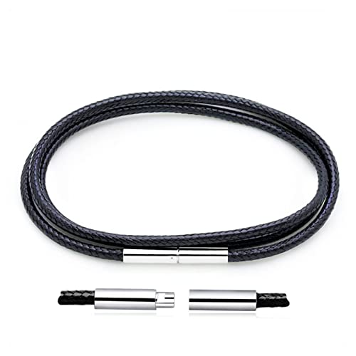 Otxas Leather Necklace Cord, 18inch-24inch Waterproof Rope Necklace for Men Women, 316L Stainless Steel Clasp, 2，3mm Width Leather Necklaces for Mens