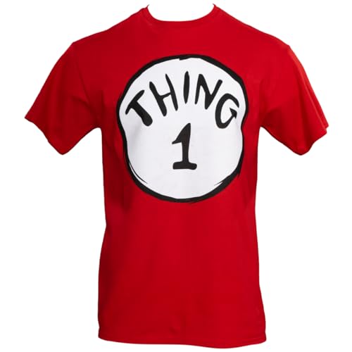 Dr Seuss Thing 1 and Thing 2 T-Shirts Adult Short Sleeves Tee Thing One Thing Two Outfits for Halloween Costume & Cosplay