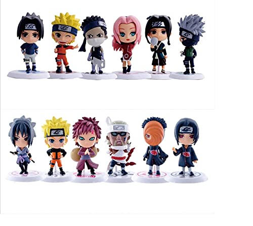 12 pçs lote 7cm japão anime personagem naruto figuras de ação kakashi sakura sasuke itachi obito gaa