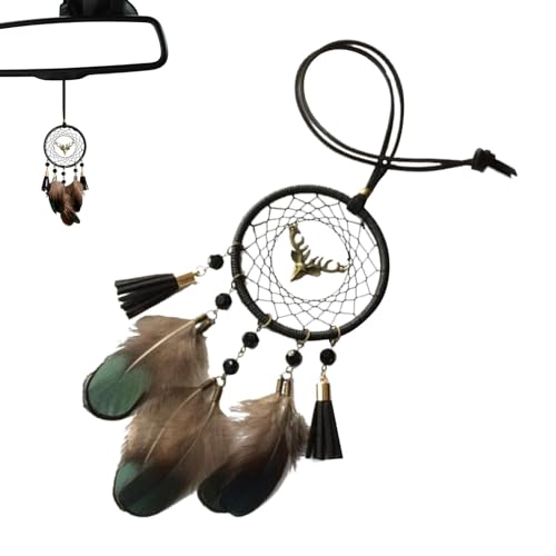 Atrapasueños hecho a mano, decoración colgante de coche, atrapasueños de coche, delicado atrapasueños de red cuidadosamente diseñado, adorno colgante de buena suerte para pared de coche, hogar, verde,