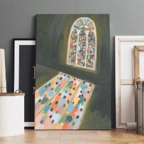 Impression sur toile style vitrail pour une atmosphère de chambre douce - 3