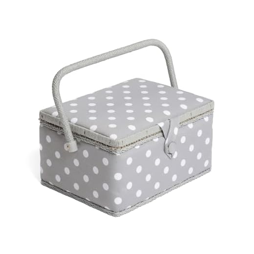 Hobby Gift MRM Costurero Mediano Exclusivo, Caja de Almacenamiento para Manualidades, Bandeja para Accesorios, alfiletero, Mango de PVC, Gris, 18.5x26x15 cm