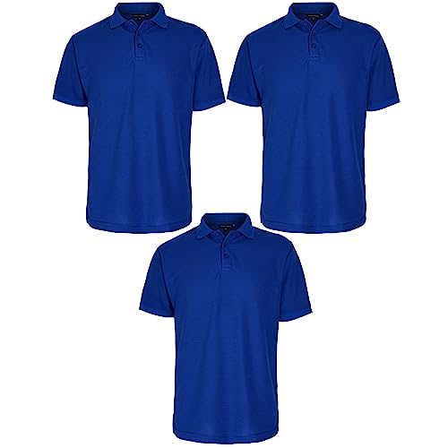 Image of Nicky Adams Men’s Premium Polycotton Polo Shirt – Short Sleeve, Collared Neck, Lightweight & Breathable Work, Golf & Outdoor Top (3 x Royal Blue, Medium)
