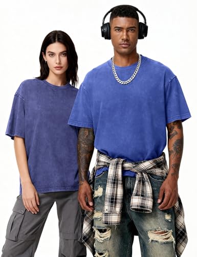 Image of Eiscntd Mens Oversized T-Shirts Heavyweight Cotton Vintage Unisex Baggy Tee
