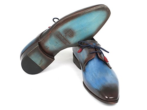 Mens Blue Brown Hand Painted Derby Shoes3