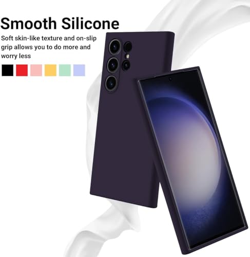 Image of DIZORO Microfiber Candy Case Compatible for Samsung S24 Ultra Smooth Touch Cushion Liquid Soft Silicone Gel Rubber Phone Cases Non-Slip Full Body Protective Shockproof Back Cover (Titanium Violet)