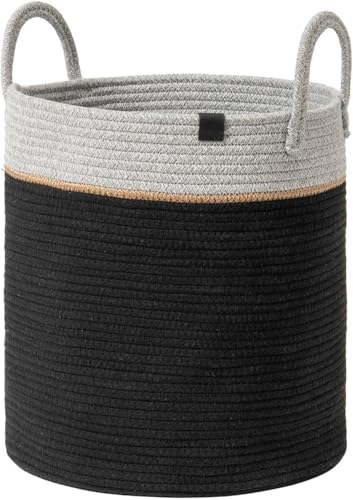 Image of Laundry Basket for Clothes | Cotton Rope Laundry Basket with Handles | Foldable Clothes Storage Basket for Bedroom, Laundry Room | Large Laundry Bag for Clothes, 38 x 38 x 46 cm