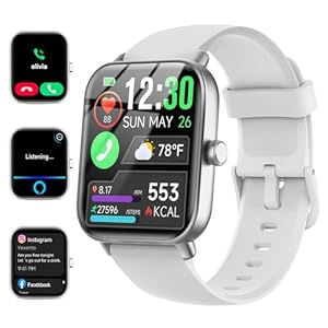 Smartwatch for Women, Alexa Built-in, 1.8″ Fitness Tracker, IP68 Waterproof Smartwatch for Android & iPhone with Bluetooth Call (Answer/Make), Heart Rate/SpO2/Sleep Monitor/Pedometer, White