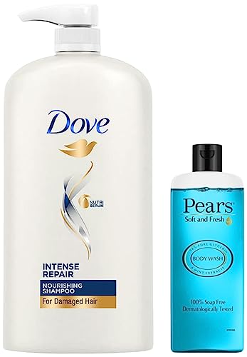 Image of Dove Intense Repair Shampoo, 1L & Pears Soft and Fresh Shower Gel, 250ml