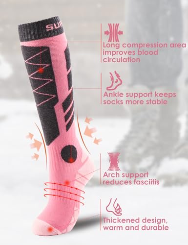 Supertrip 3 Pairs Merino Wool Ski Socks for Womens Mens, Thermal Winter Warm Knee High Socks for Skiing Snowboarding3