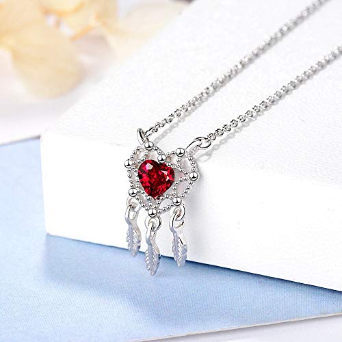Collier attrape-rêves argent 925 ne noircit pas ras de cou cœur rouge - 2