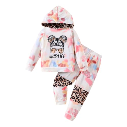 Image of Kid Toddler Girl Clothes - Tie Dye Hoodie Sweatshirt Girl Outfits Pullover Jogger Hooded Sweatpant Set