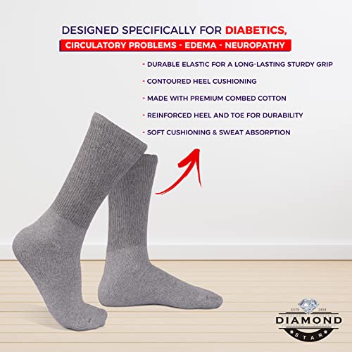 Diabetic Crew Socks, Non-Binding Extra Wide Doctor Approved Cotton Quarter Socks For Men’s Women’s (13-15). #TOP4