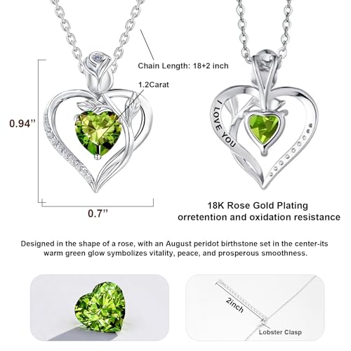Image of Heart Birthstone Necklace for Women I Love You