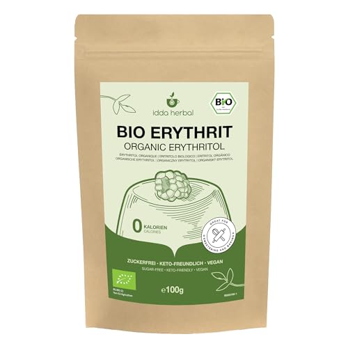 Eritritol orgánico en cristales 100g, edulcorante natural, sustituto del azúcar, apto para ceto y paleo, alternativa al azúcar baja en calorías, sin aditivos, gluten ni lactosa, vegano