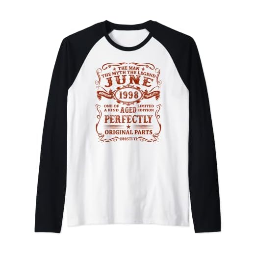 Hombre Regalo 25 Años Cumpleaños Hombre Mujer Hecho En Junio 1998 Camiseta Manga Raglan