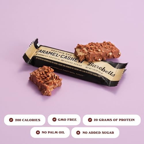 Barebells Protein Bars Caramel Cashew - 12 Count, 1.9oz Bars with 20g of High Protein - Chocolate Protein Bar with 1g of Total Sugars - Perfect on The Go Protein Snack & Breakfast Bar…