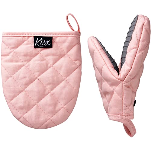 Pink Silicone Oven Mitts & Pot Holders Set - Heat Resistant, Mini Kitchen Gloves for Cooking by Kisx - Used condition - US$11.09