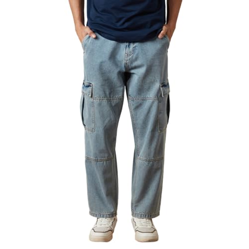 Image of WROGN Men's Cotton Jeans | Mid Rise | Loose Fit