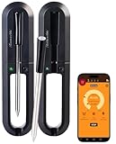 Rosenstein & Söhne Fleisch-Thermometer: 2er-Set Kabelloses Fleischthermometer für Grill...