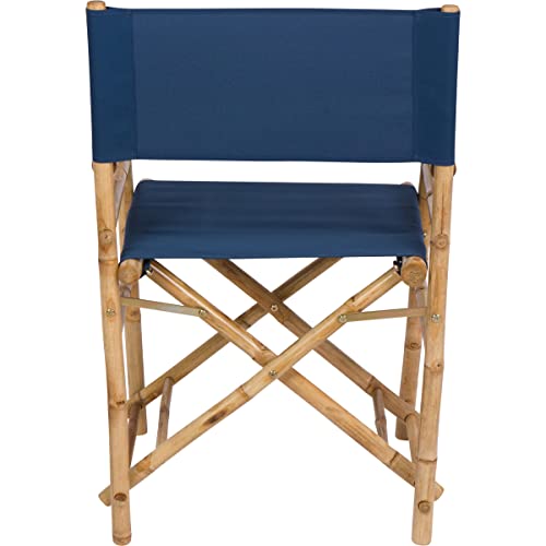 Zew Indoor Outdoor Set Of 2 Folding Bamboo Director Chair, 23" L X 18" W X 35" H, Cobalt #TOP5