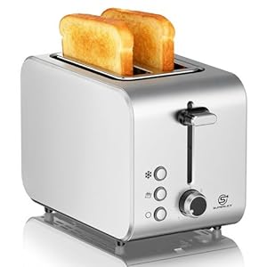 2 Slice Toaster Stainless Steel 850W Compact Toaster with Extra Wide Slots, 7 Browning Settings, Defrost, Reheat & Cancel Functions, Removable Crumb Tray for Bagels & Crumpets