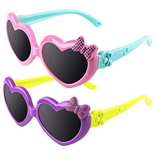 CGID Soft Rubber Kids Cute Heart Polarized Sunglasses UV400 for Children Age 3-10, K78