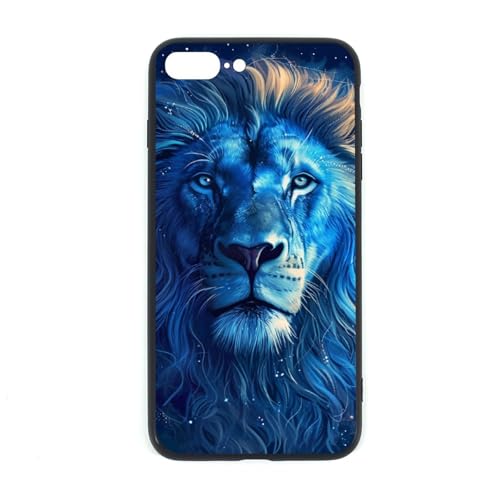 CRIVOTA for iPhone 7P/8P Case - All-New Cool Lion Design, Glass Back + TPU Inner Shell, Extreme Slimness, Military-Grade Protection, Precise Cutouts, Cell Phone Cases for Boys Girls